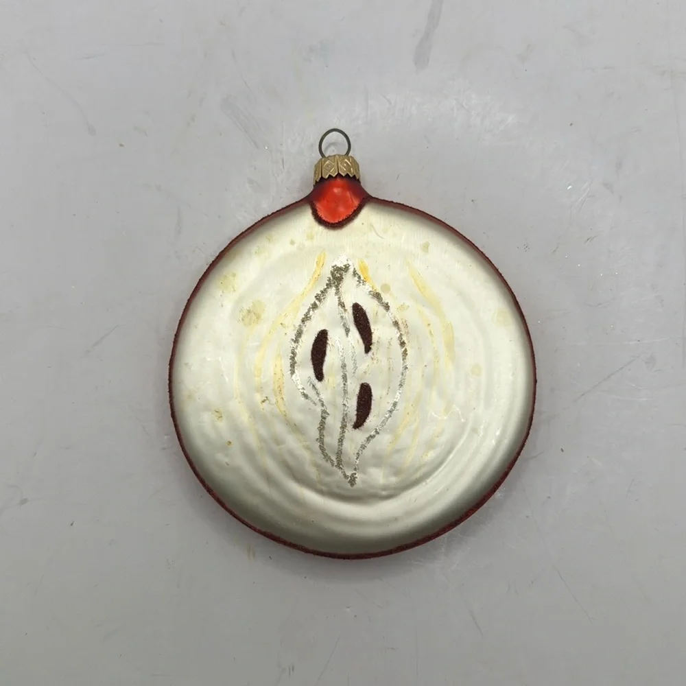 Vintage Apple Slice Glass Christmas Ornament Decor Collectible Fruit